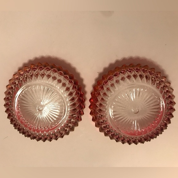 VINTAGE INDIANA GLASS RUBY RED DIAMOND POINT 5” SALAD/CEREAL/DIP BOWLS. Set of 2 - Picture 3 of 3